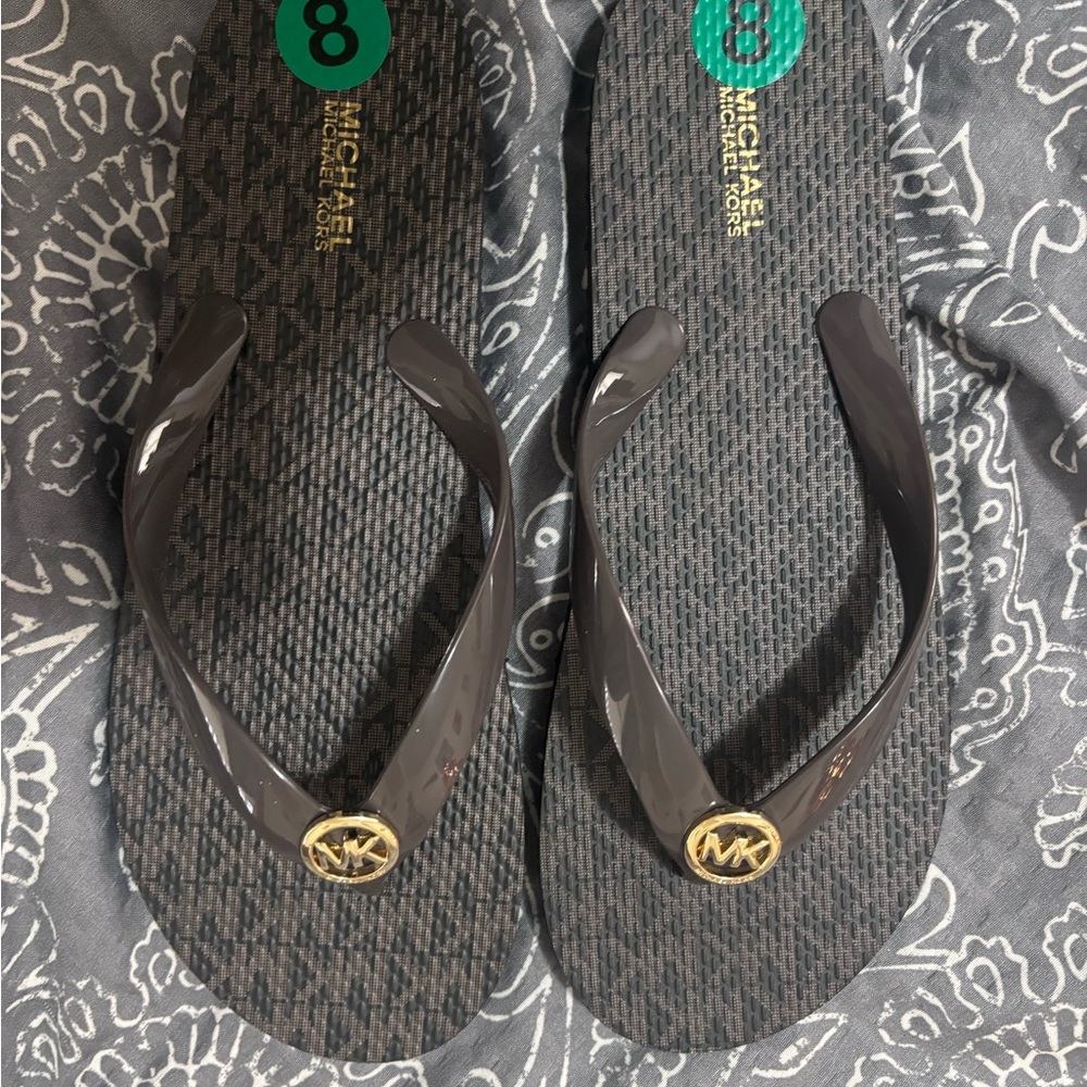 Michael Kors Dark Brown Flip Flops for Woman
